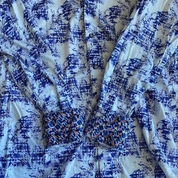 Robert Graham Men's Classic Fit Shirt Kaleidoscope Artsy Flip Cuff Smoke Size M - Picture 4 of 11